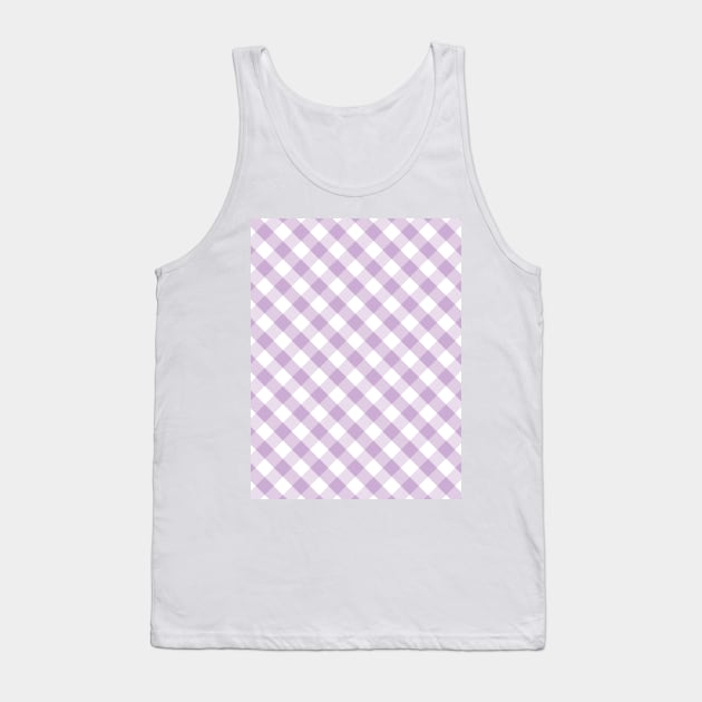 Lavender and White Check Gingham Plaid Tank Top by squeakyricardo